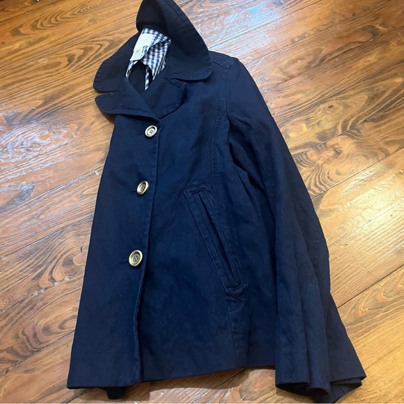 JCrew Women’s Indigo Blue Metallic ThreadDouble Breasted Peacoat Denim Jacket 12 - Picture 8 of 16